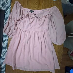 Lulu's Dusty Pink Off-Shoulder Long Sleeve Dress